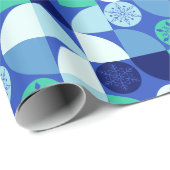 Geometrische Schneeflocken - Blue Background Geschenkpapier (Rolleneckpunkt)