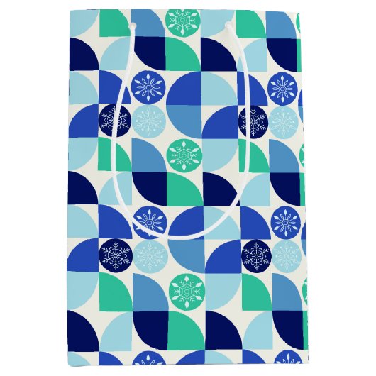 Geometrische Schneeflocken - Hintergrund - Geschen Mittlere Geschenktüte (Vorderseite)