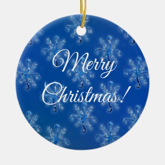 Geometrische Schneeflocken Keramik Ornament (Vorne)