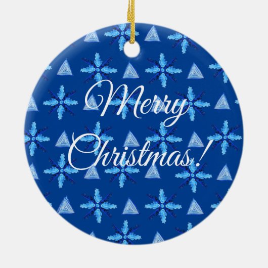 Geometrische Schneeflocken Keramik Ornament (Hinten)