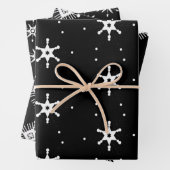 Geometrische Schneeflocken - Schwarz-weiß Geschenkpapier Set (Beispiel)