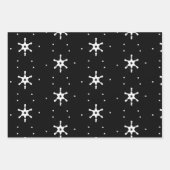 Geometrische Schneeflocken - Schwarz-weiß Geschenkpapier Set (Vorderseite)