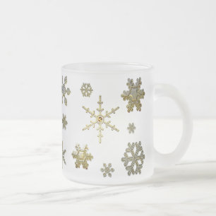 Geometrische Schneeflocken - Silver & Gold Mattglastasse