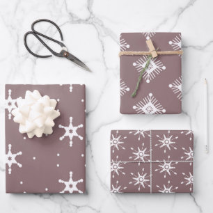 Geometrische Schneeflocken Weihnachts-Nuetral-Must Geschenkpapier Set