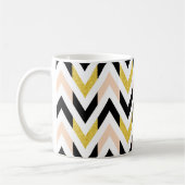Geometrische Schwarz, Gold, Rosa und Weiß Zickzack Kaffeetasse (Links)