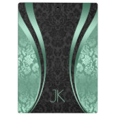 Geometrische schwarz-grün-blaue Damasken Klemmbrett (Rückseite)