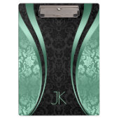 Geometrische schwarz-grün-blaue Damasken Klemmbrett (Vorderseite)