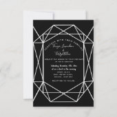 geometrische Schwarz-Kristall-Hochzeit INVITE-KART Einladung (Vorderseite)