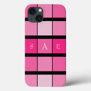 Geometrische Schwarz-Rosa-Monogramm Case-Mate iPhone Hülle