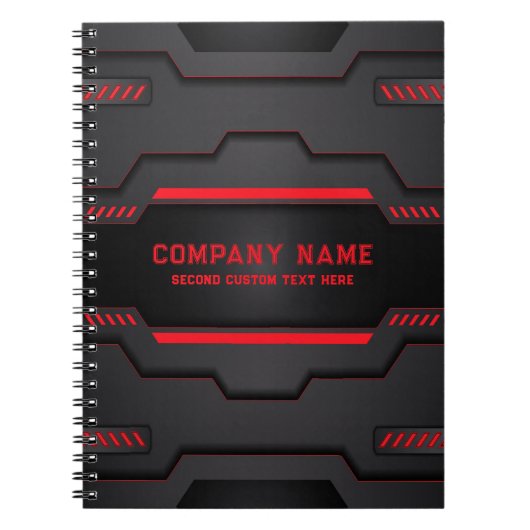 geometrische Schwarz-Rot-Geometrie Notizblock (Vorderseite)