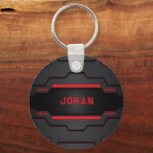 geometrische Schwarz-Rot-Geometrie Schlüsselanhänger (Vorderseite)