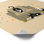 Geometrische Schwarz-Weiß-Katzen Poster (Ecke)