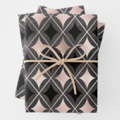 Geometrische Schwarz-Weiß-Rosa Geschenkpapier Set (Beispiel)