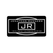 Geometrische Schwarz-Weiß-Rücksendeadresse Adressaufkleber (Vorne)