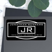 Geometrische Schwarz-Weiß-Rücksendeadresse Adressaufkleber