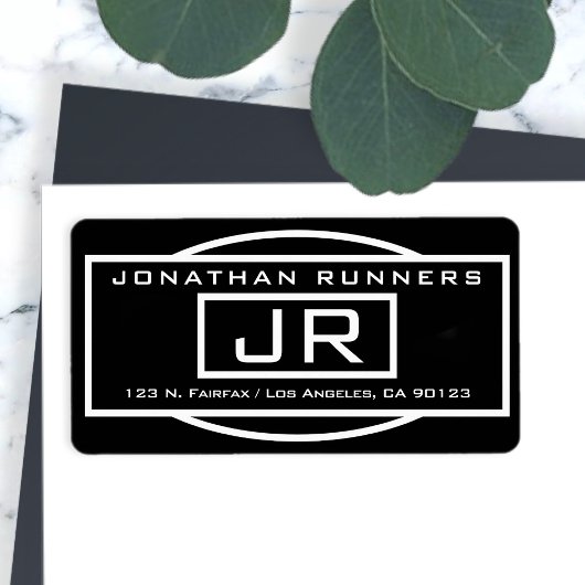 Geometrische Schwarz-Weiß-Rücksendeadresse Adressaufkleber