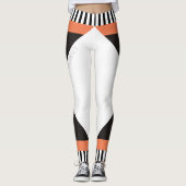 Geometrische schwarz-weiße Streifen Leggings (Vorderseite)