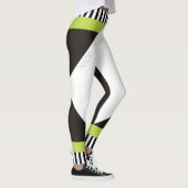 Geometrische schwarz-weiße Streifen, modern grün Leggings (Rechts)