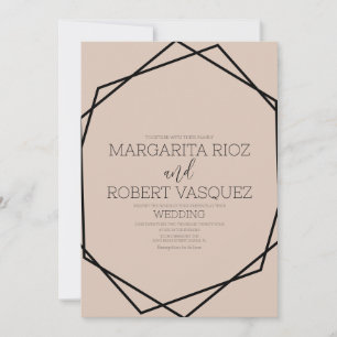 Geometrische schwarze Blush-Hochzeitseinladung Einladung