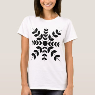 Geometrische Schwarze Blüte T-Shirt