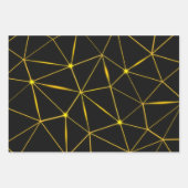 Geometrische schwarze Dreiecke, Goldlinien Geschenkpapier Set (Vorderseite)