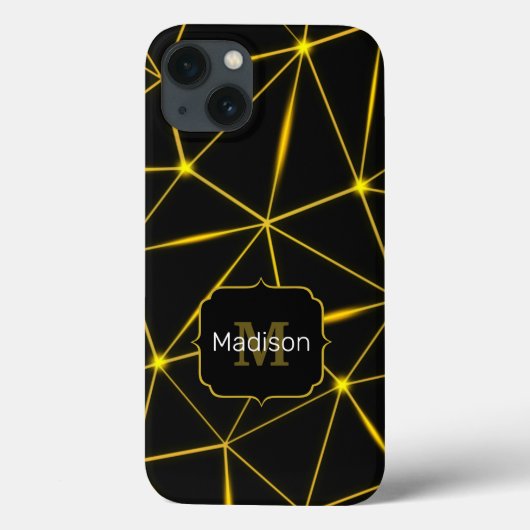 Geometrische schwarze Dreiecke Goldlinien Monogram Case-Mate iPhone Hülle (Rückseite)