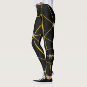 Geometrische schwarze Dreiecke Goldlinien Monogram Leggings (Links)