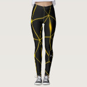 Geometrische schwarze Dreiecke Goldlinien Monogram Leggings (Vorderseite)