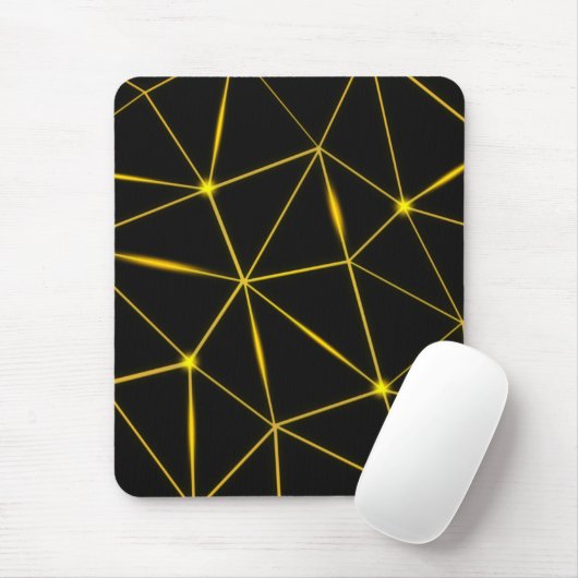Geometrische schwarze Dreiecke, Goldlinien Mousepad (Mit Mouse)