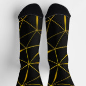 Geometrische schwarze Dreiecke, Goldlinien Socken (Oben)