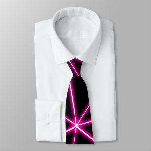 Geometrische schwarze Dreiecke Neon rosa Linien Re Krawatte
