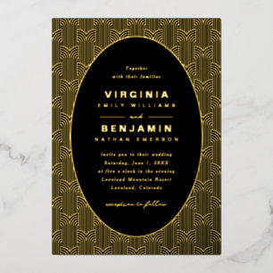 Geometrische Schwarze Hochzeit Folieneinladung