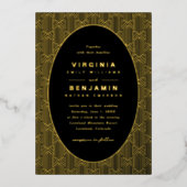 Geometrische Schwarze Hochzeit Folieneinladung (Vorderseite)