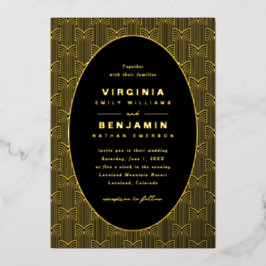 Geometrische Schwarze Hochzeit Folieneinladung