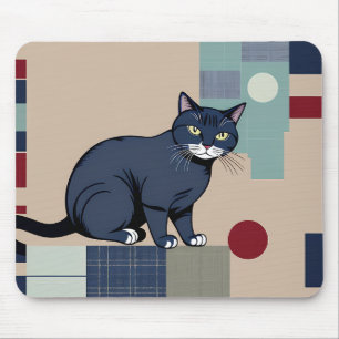 Geometrische schwarze Katze-Art-Maus-Pad Mousepad