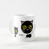 Geometrische schwarze Katze Kaffeetasse (Vorderseite Links)