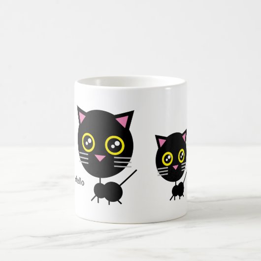 Geometrische schwarze Katze Kaffeetasse (Mittel)