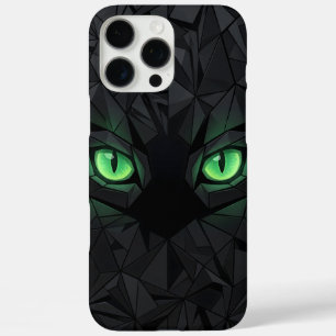 Geometrische schwarze Katze mit smaragdgrünen Auge iPhone 16 Pro Max Hülle