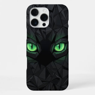 Geometrische schwarze Katze mit smaragdgrünen Auge iPhone 16 Pro Max Hülle