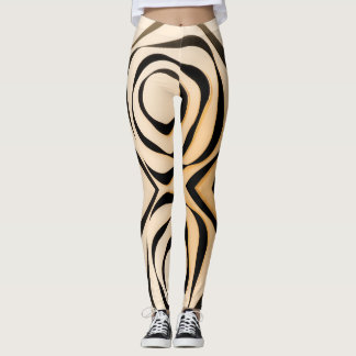 Geometrische schwarze Spirale auf rötlichem Hinter Leggings