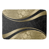 Geometrische schwarze und goldfarbene Damasken Badematte (Vorderseite)