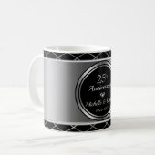 Geometrische schwarze und silberne Formen Kaffeetasse (Vorderseite Links)