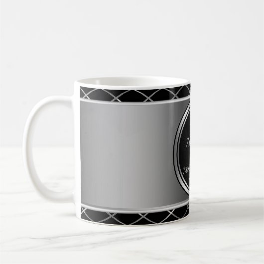 Geometrische schwarze und silberne Formen Kaffeetasse (Links)