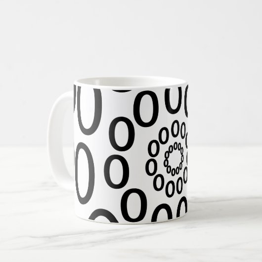 Geometrische schwarze und weiße Kreise Kaffeetasse (Vorderseite Links)