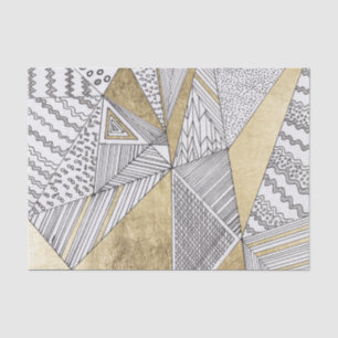 Geometrische Schwarzweiss-Chic-Imitat-Goldmuster Seidenpapier