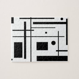 Geometrische Schwarzweiss-Form-Puzzle Puzzle