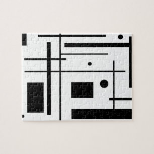 Geometrische Schwarzweiss-Form-Puzzle Puzzle