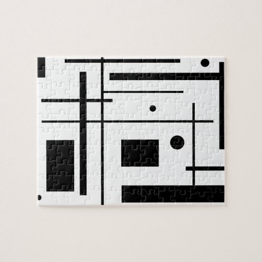 Geometrische Schwarzweiss-Form-Puzzle Puzzle (Horizontal)