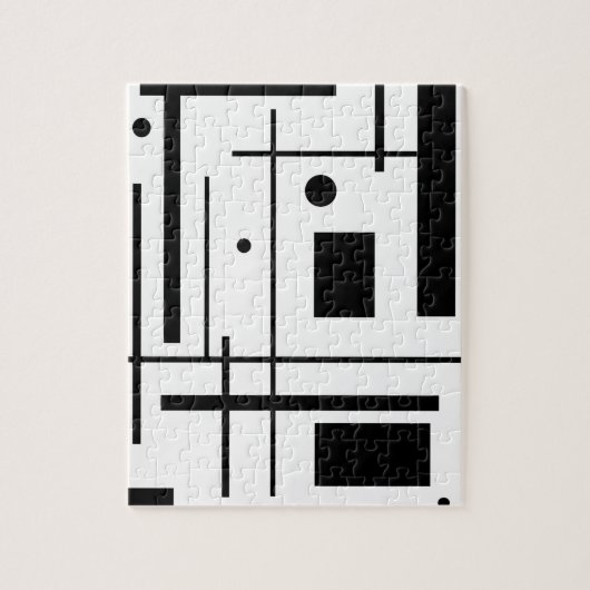 Geometrische Schwarzweiss-Form-Puzzle Puzzle (Vertikal)