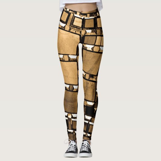 Geometrische Sepia Leggings (Vorderseite)